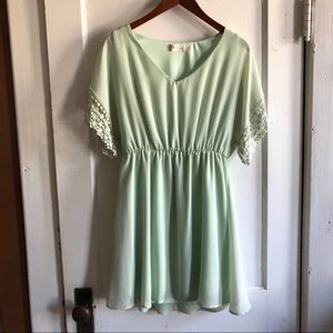 NWOT Mint lace sleeved Altar’d State dress